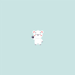 Obraz premium Cute polar bear waving paw flat design, vector illustration