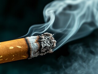 A burning cigarette with smoke. Generative AI