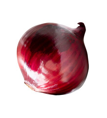 Fototapeta premium Top view of red or purple onion bulb isolated on white background with clipping path