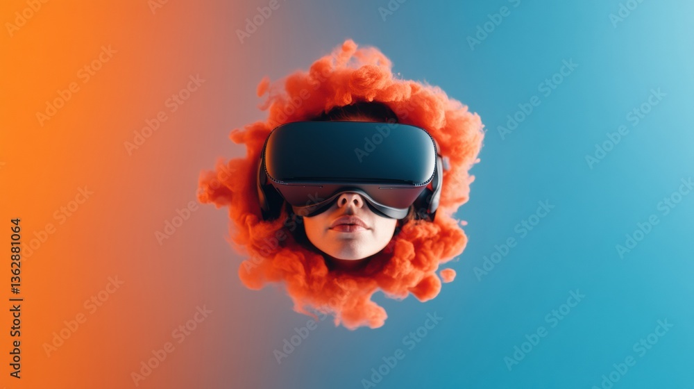 Poster immersive virtual reality experience next-gen digital transformation with sleek vr headset emerging 