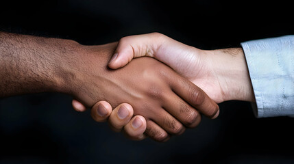 Fototapeta premium Close Up Diverse Hands Shaking In Dark Background
