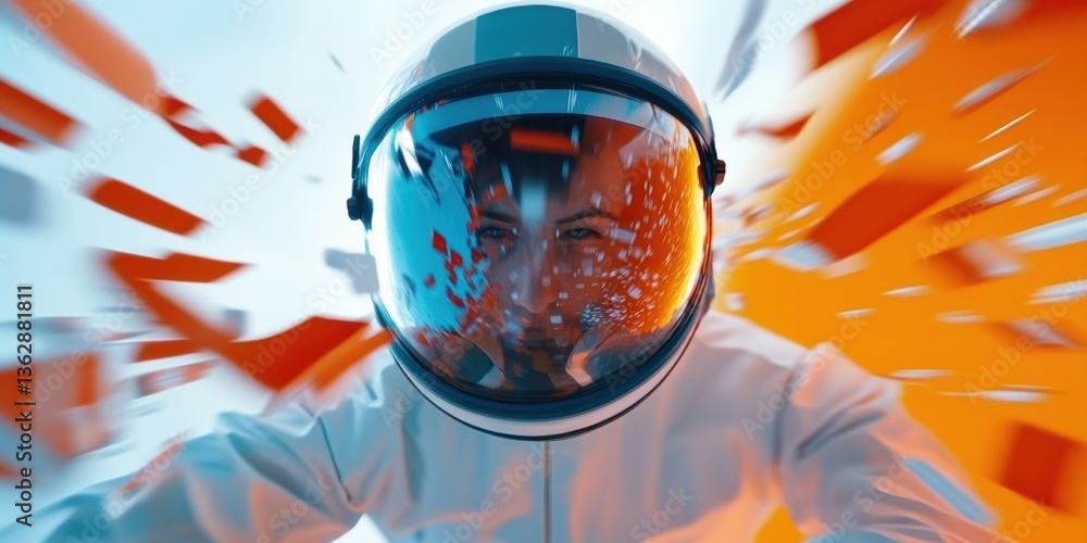 Poster immersive digital frontier next-gen extended reality exploration with futuristic astronaut visualiza