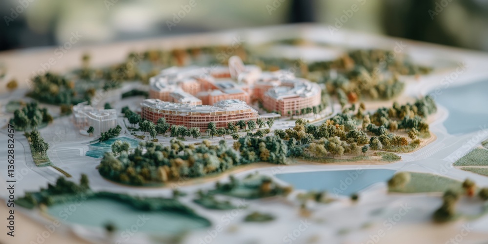 Poster sustainable urban design visualization miniature smart city prototype showcasing holistic community 