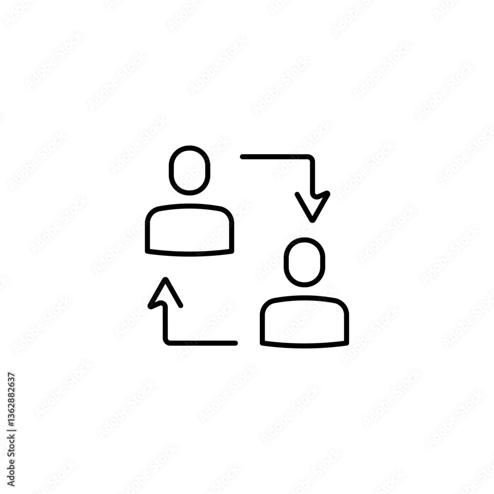 Poster replacement linear icon. teamwork line customizable illustration. contour symbol. vector isolated ou