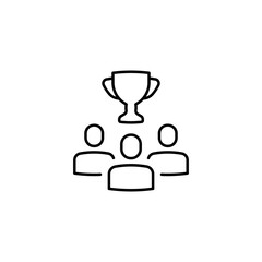 Team victory, trophy linear icon. Teamwork line customizable illustration. Contour symbol. Vector isolated outline drawing. Editable stroke