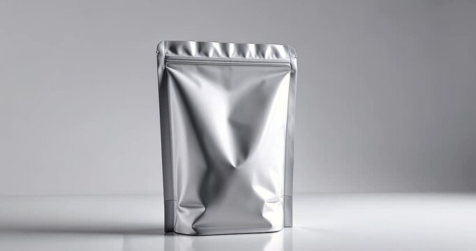 Blank white matte plastic pouch bag isolated on a white background. Packaging template mockup set. With clipping path included.