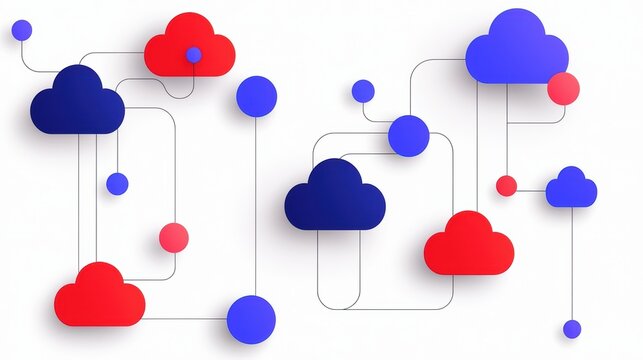 Red, white, and blue abstract hearts background design for celebrations romantic events