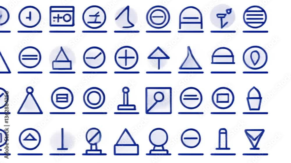 Poster minimalist icons for various concepts and activities generative ai