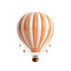 Naklejka premium Colorful hot air balloon with orange and white stripes and smaller balloons