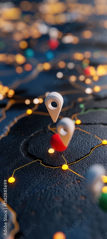 Poster Global Digital Nomad Connectivity Immersive World Map Visualization with Location Tracking, Remote Work Networking, and Innovative Geospatial Technology Insights