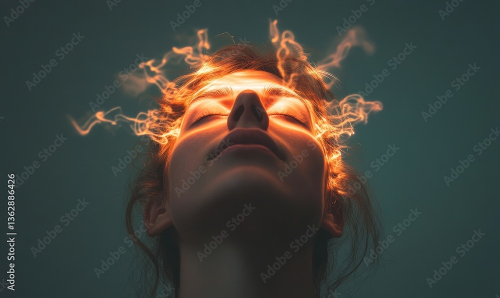 Aufkleber neurological wellness visualization immersive mental health breakthrough with generative flame aesth