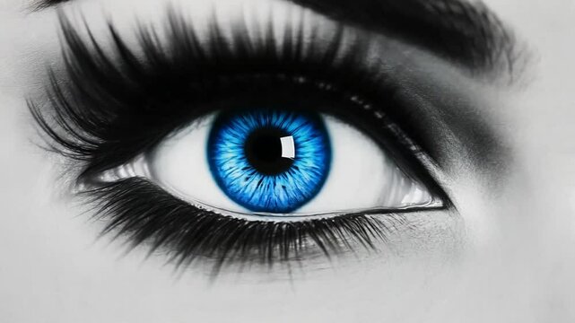 Mesmerizing Blue Eye With Dramatic Makeup and Long Eyelashes Generative AI