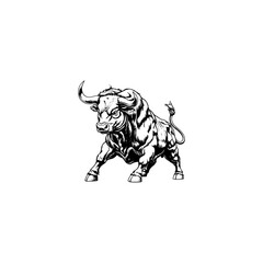 Obraz premium A strong muscular bull vector, A strong muscular bull silhouette vector illustration 