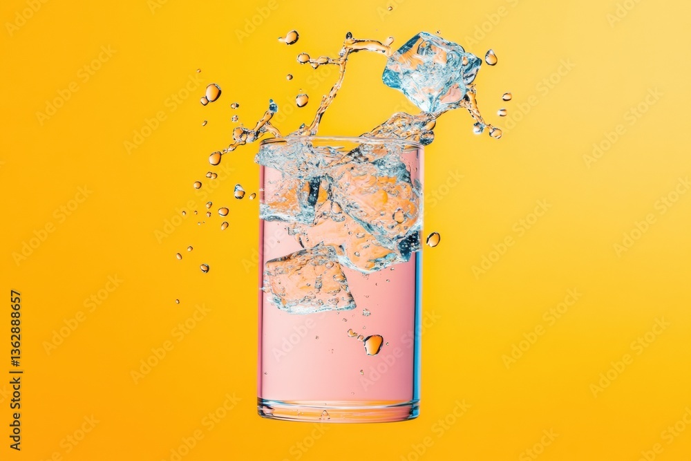 Aufkleber vibrant hydration burst dynamic water splash beverage with pop art color blocking for digital market