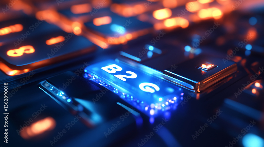 Aufkleber close-up of illuminated keyboard key displaying 