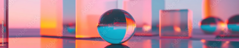 Aufkleber gradient geometric leadership minimalist blue sphere disrupting corporate paradigms with chromatic i