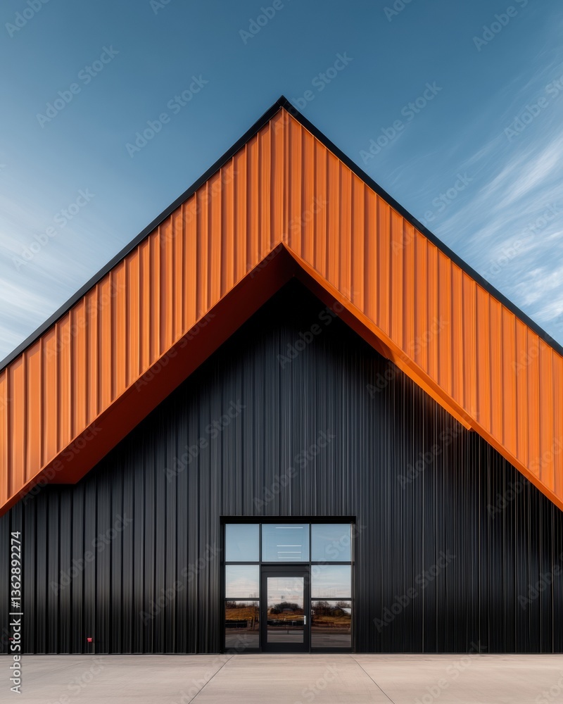 Poster modern industrial minimalism bold geometric architecture showcasing sustainable design innovation in
