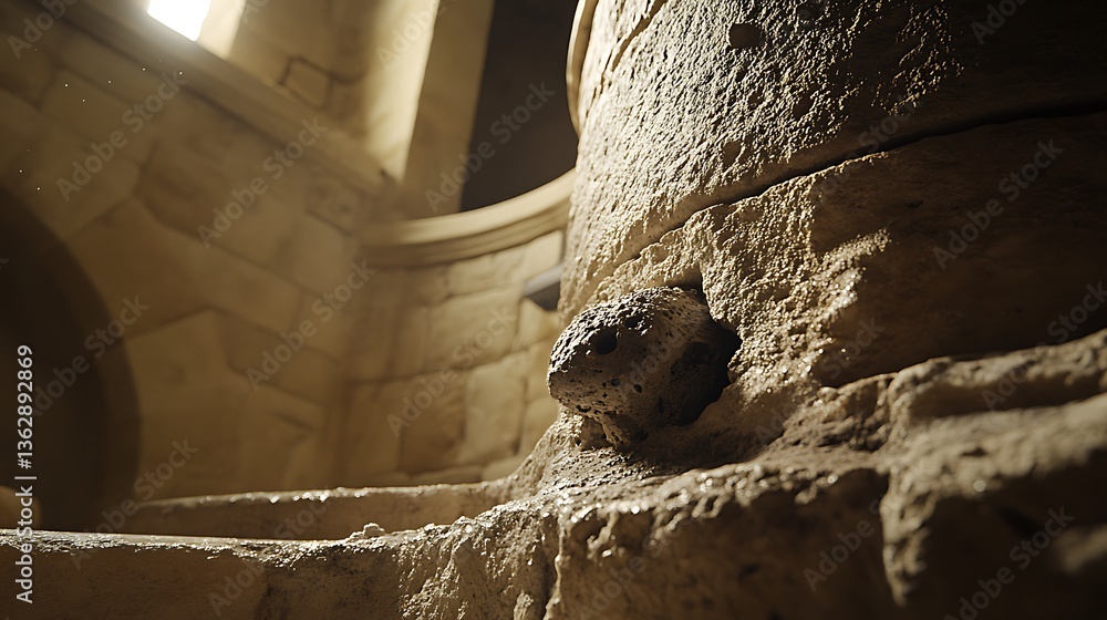 Poster ancient stone architecture with intricate carvings and detailed textures
