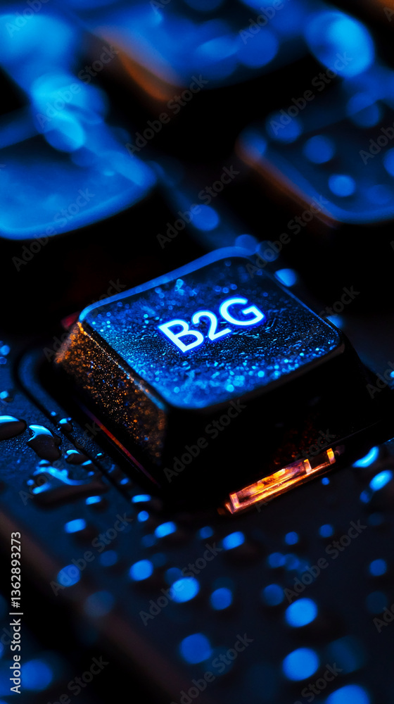 Poster close-up of a wet keyboard key with 