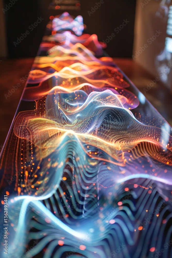 Poster holographic data visualization showcases augmented reality transforming information interaction