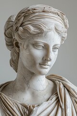Marble sculpture of classical Greek goddess showcasing timeless beauty and elegance