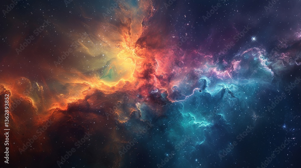 Aufkleber mesmerizing blend of vibrant swirling nebulas in a cosmic panorama for futuristic concepts and scien
