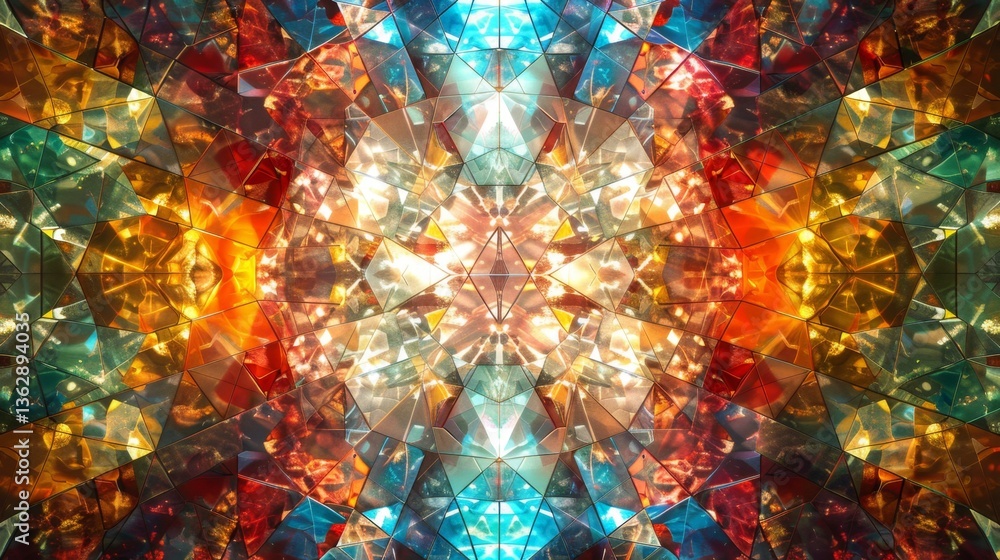 Poster mesmerizing kaleidoscope pattern displaying vibrant colors and intricate designs created by light re