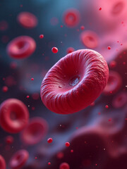 Futuristic 3D Illustration of Infected Red Blood Cells in a Microscopic View