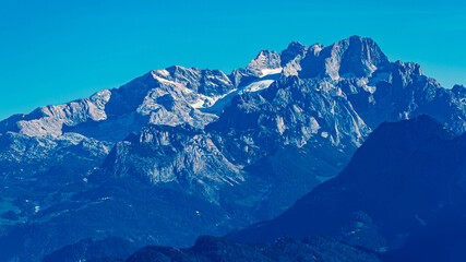 Distant peaks seen from Rossfeld Panorama Road, Berchtesgaden, Bavaria, Germany