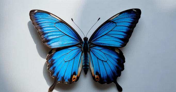 Isolated blue butterfly on white