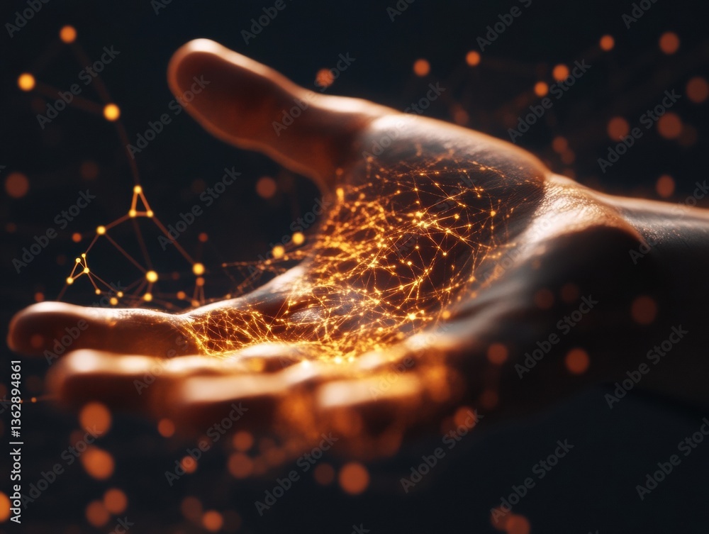 Fototapete Futuristic Digital Connectivity AI-Powered Human Interface Visualization Transforming Tech Innovation with Immersive Holographic Neurotechnology Insights
