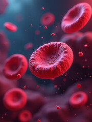 Futuristic 3D Illustration of Infected Red Blood Cells in a Microscopic View