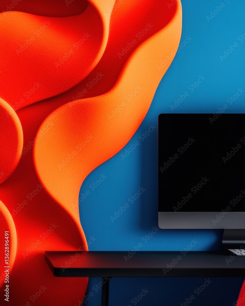 Poster neuroaesthetic workspace design vibrant color psychology meets minimalist tech performance - immersi