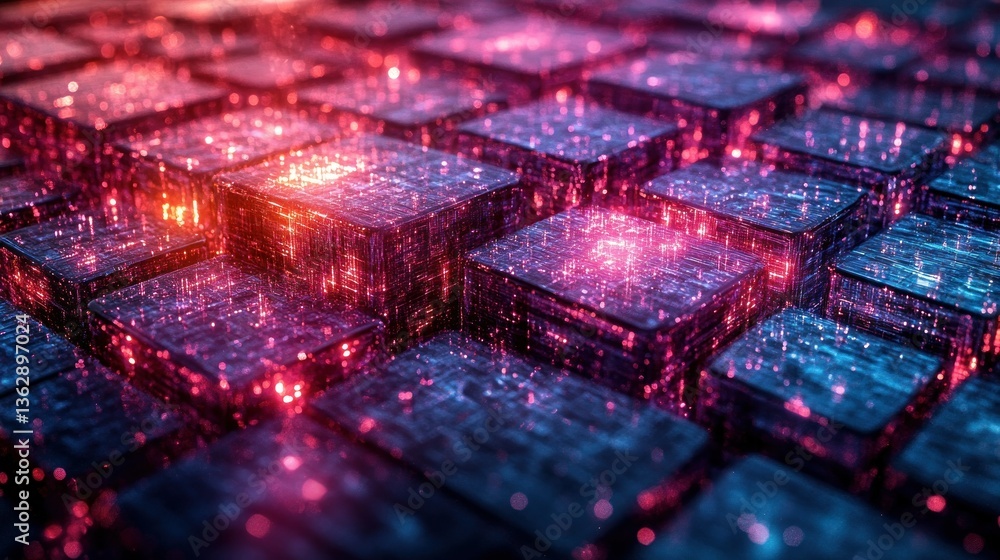 Poster illuminated digital cubes: a symphony of data and light