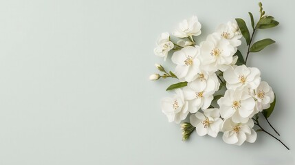 Fototapeta premium Charming white card with a minimalist floral motif and elegant cursive font, creating a refined wedding design