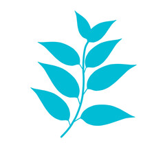 Blue decorative branch with leaves illustration