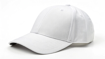 Fototapeta premium Blank white baseball hat, a perfect accessory for embroidery, printing, or stylish casual fashion