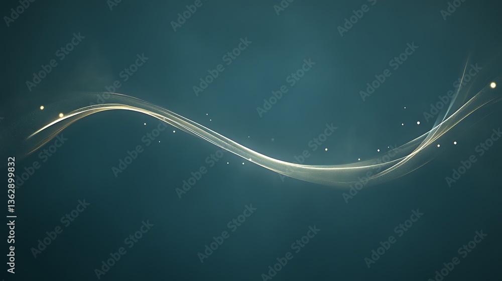 Poster elegant abstract wave with shimmering highlights on a smooth teal backdrop