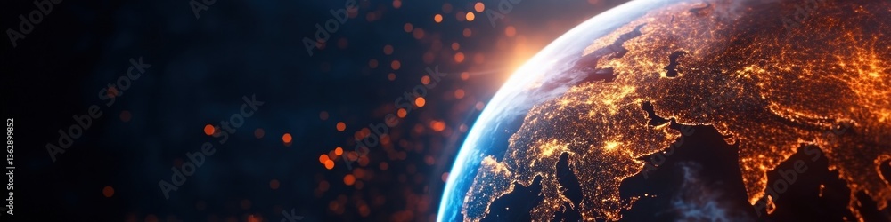 Fototapete Quantum Financial Intelligence Global Market Dynamics Visualization with Futuristic Digital Earth Data Mapping - AI-Powered Investment Performance Analytics