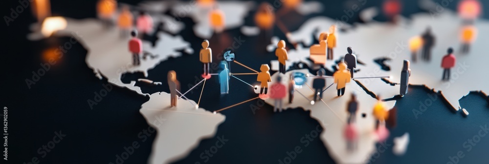 Poster Global Network Integration AI-Powered CRM Visualization Revealing Multichannel Business Connectivity and Strategic International Relationship Mapping for Digital Transformation