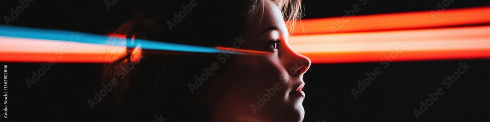 Aufkleber Immersive Digital Frontier Next-Gen Professional Exploring AI-Driven Tech Landscape with Futuristic Light Projection and Innovative Visual Storytelling