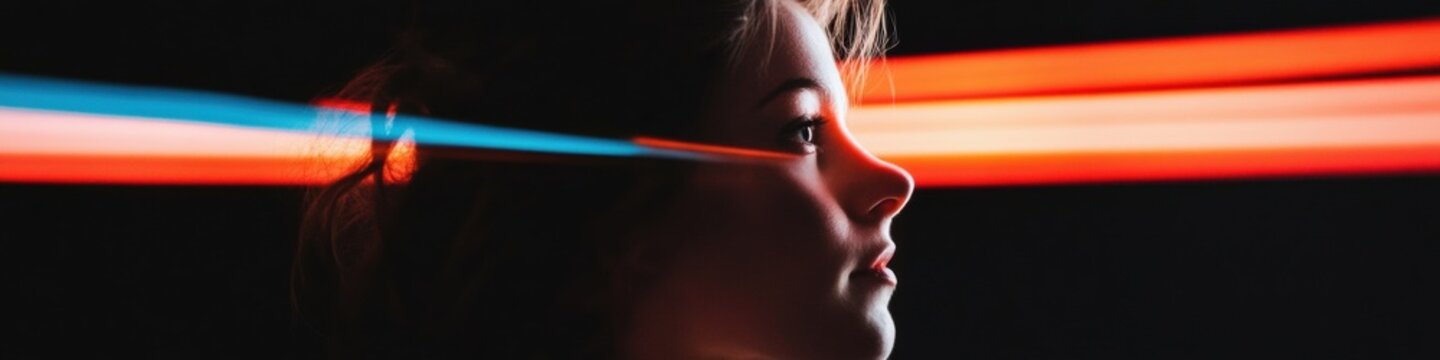 Immersive Digital Frontier Next-Gen Professional Exploring AI-Driven Tech Landscape with Futuristic Light Projection and Innovative Visual Storytelling