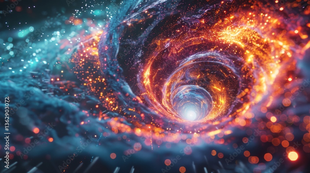 Aufkleber dynamic visualization of a cyberattack reveals swirling patterns and vibrant colors representing cyb