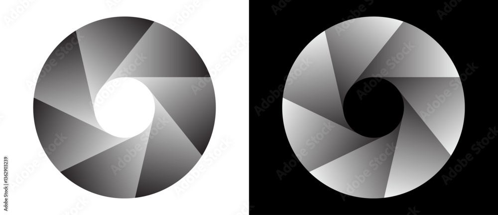 Fototapete set of circles with lines with gradient. dynamic design element, icon or logo. one spiral on white b