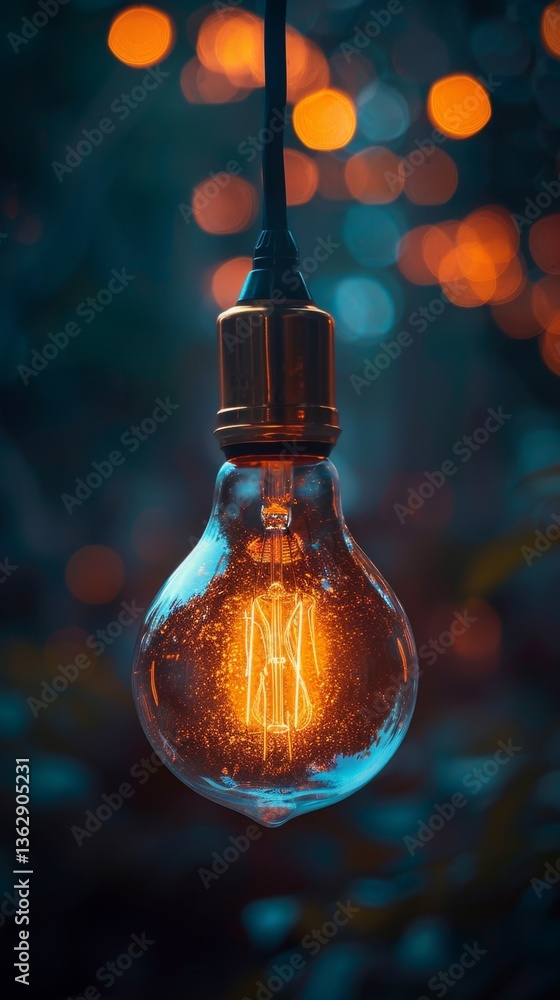 Aufkleber glow of comfort from a minimalist light bulb in a smart home setting during the evening hours