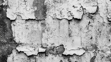 Fototapeta premium Close up of peeling paint on a wall showing signs of age and deterioration in monochrome style image