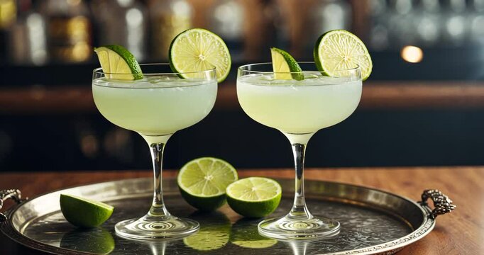 Classic Lime Daiquiri Cocktail topped with a Garnish