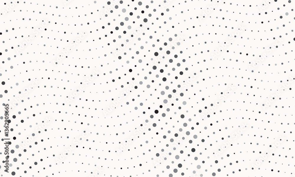 Poster Abstract wave background with dots. Light gray colors dots in waves over white background.