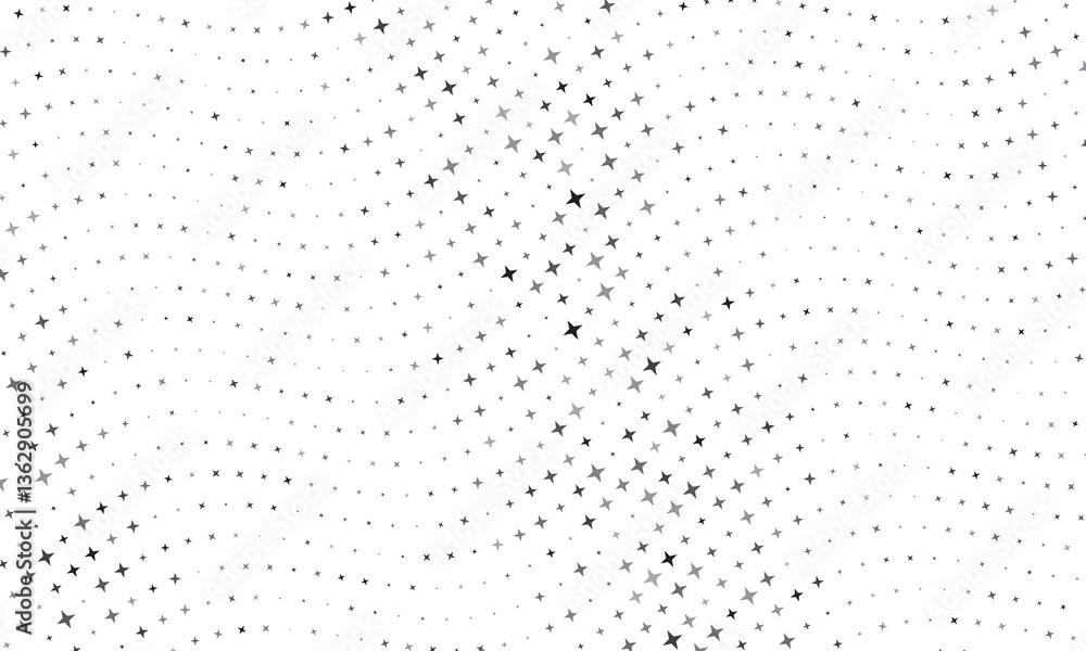 Aufkleber abstract wave background with 4-pointed stars. gray colors stars in waves over white background.
