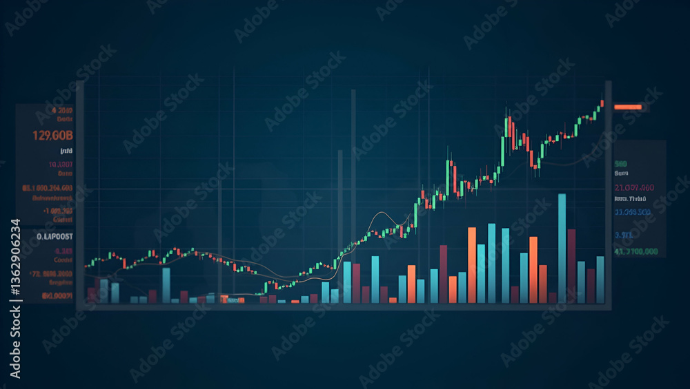Poster dynamic flat animated table & bar graph of stock market indices: visualize financial data effectivel